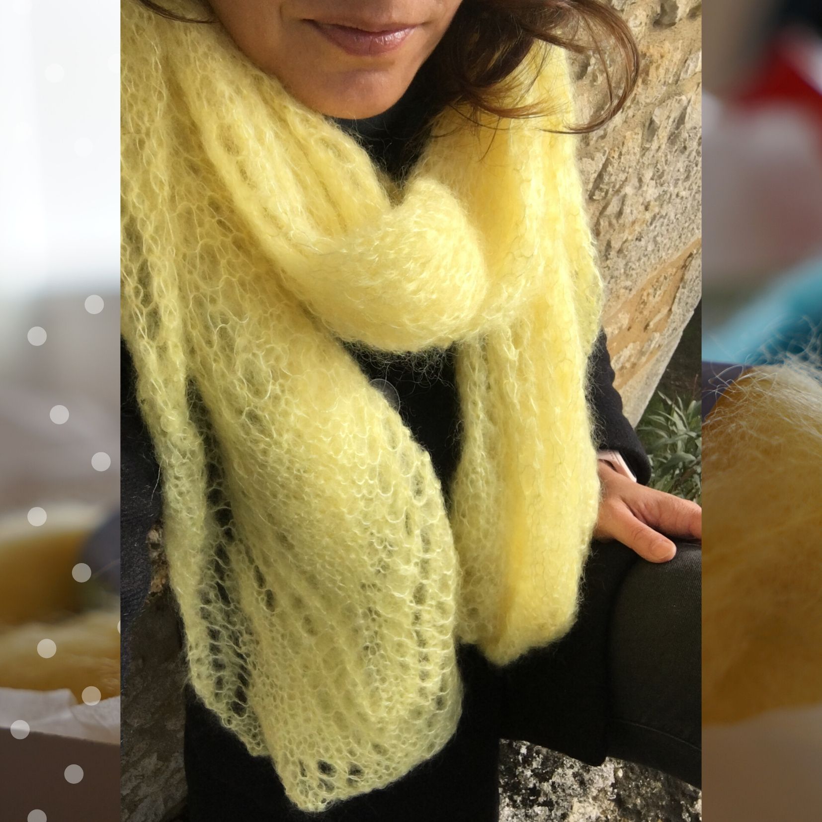 Photo écharpe, pelote, plaid en mohair et chèvres angora